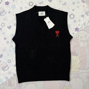 Ami Paris Black V-Neck Knit Vest